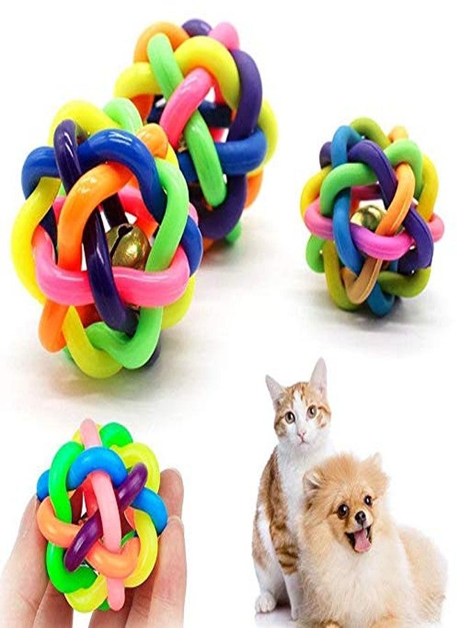 RIANZ Pet Dog/Cat Bouncy Rubber Chew Ball Toy with Bell for Puppies - Small 1 pc Multi Color - Image 1